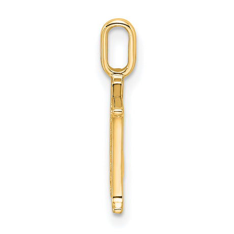 10k Yellow Gold Letter M Pendant with Diamond Accent, Pavé Texture, Polished Finish