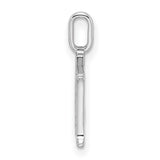 14k White Gold M Initial Pendant with Diamond Accents, Polished Letter Charm for Women