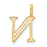10k Yellow Gold Letter N Pendant with Diamond Accents, Script Monogram Charm