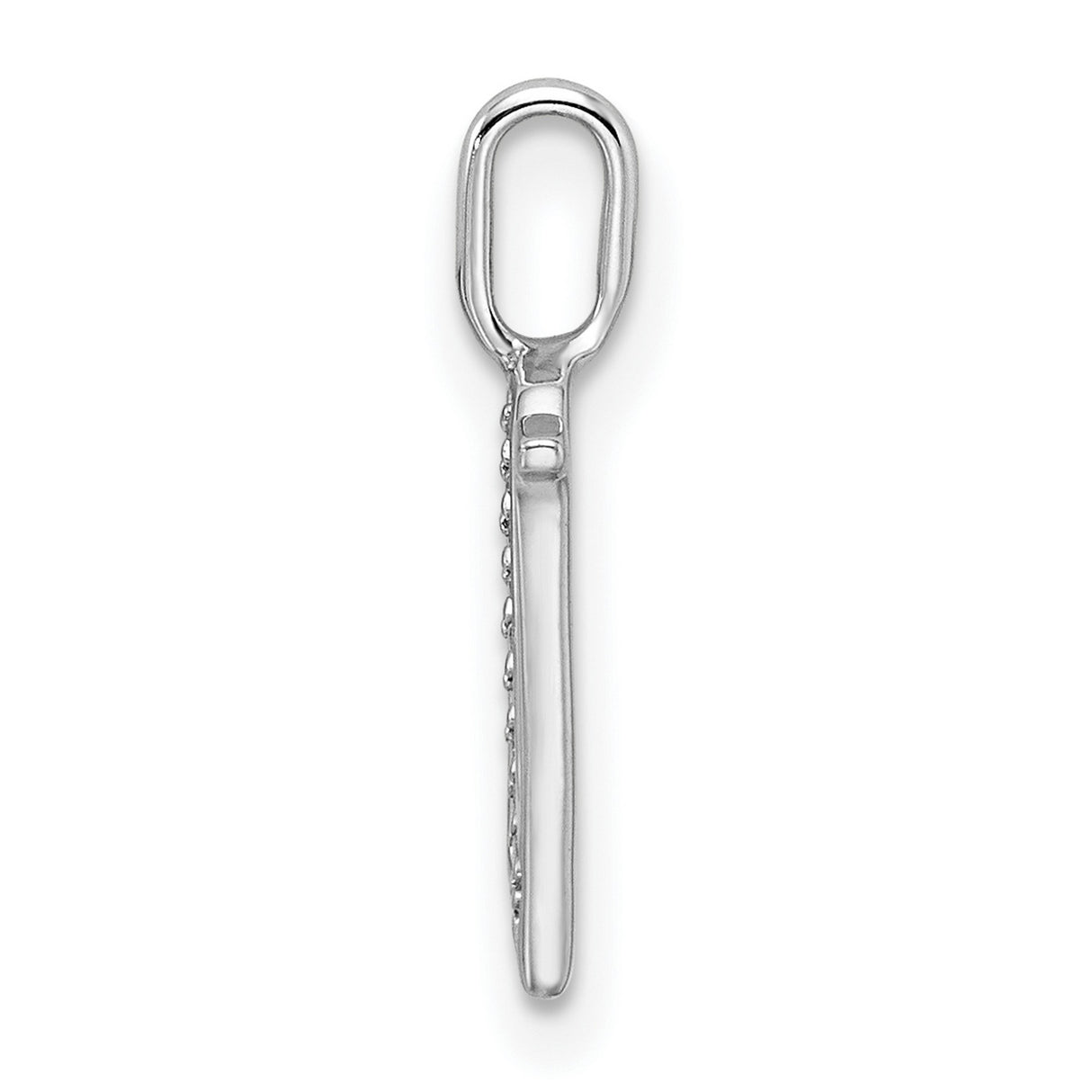 14k White Gold Initial N Pendant with Small Round Cut Diamonds, Custom Letter Charm for Women