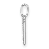 14k White Gold Initial N Pendant with Small Round Cut Diamonds, Custom Letter Charm for Women