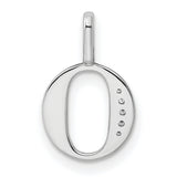 14k White Gold Letter O Pendant with Diamond Accents, Modern Initial Charm for Women