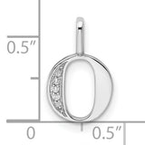 14k White Gold Letter O Pendant with Diamond Accents, Modern Initial Charm for Women