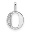 14k White Gold Letter O Pendant with Diamond Accents, Modern Initial Charm for Women