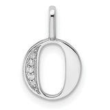 14k White Gold Letter O Pendant with Diamond Accents, Modern Initial Charm for Women
