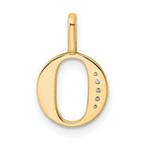 14k Yellow Gold Initial O Pendant with Diamond Accent, Monogram Letter Charm for Women