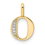 14k Yellow Gold Initial O Pendant with Diamond Accent, Monogram Letter Charm for Women