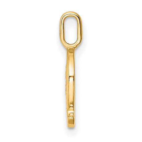 10k Yellow Gold Initial Q Pendant with Diamond Accents, Polished Letter Charm for Women