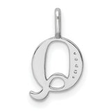 14k White Gold Letter Q Pendant with Pavé Diamond Accents, Monogram Charm for Women