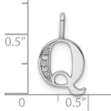 14k White Gold Letter Q Pendant with Pavé Diamond Accents, Monogram Charm for Women