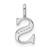14k White Gold S Pendant with Diamond Accents, Script Initial Charm for Women