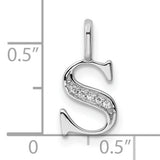 14k White Gold S Pendant with Diamond Accents, Script Initial Charm for Women