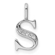 14k White Gold S Pendant with Diamond Accents, Script Initial Charm for Women