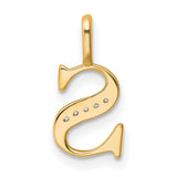 14k Yellow Gold Script Letter S Pendant with Diamond Accent, Monogram Charm for Women or Unisex