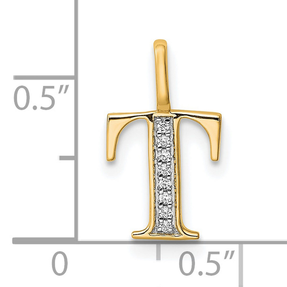 14k Yellow Gold Tau Cross Pendant with Inset Diamonds, Christian Religious Charm for Women