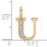 10k Yellow Gold Letter U Pendant with Diamond Accents, Initial Charm for Women or Unisex