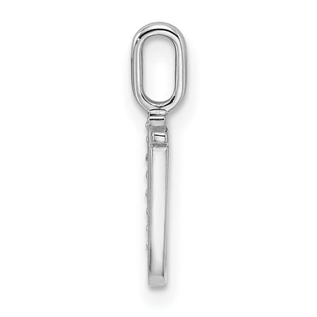 14k White Gold Letter U Pendant with Pavé Diamond Accent, Alphabet Charm Jewelry for Women