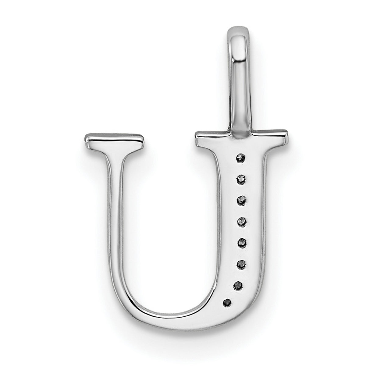 14k White Gold Letter U Pendant with Pavé Diamond Accent, Alphabet Charm Jewelry for Women