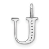 14k White Gold Letter U Pendant with Pavé Diamond Accent, Alphabet Charm Jewelry for Women
