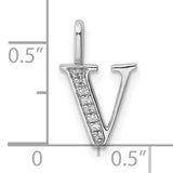 14k White Gold Letter V Pendant with Diamond Accents, Dainty Monogram Charm for Women