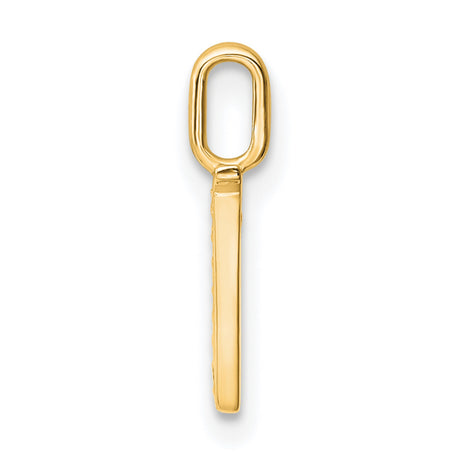 14k Yellow Gold Letter V Pendant with White Stone Accents, Polished Initial Charm for Women