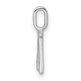 14k White Gold W Initial Pendant with Diamond Accent, Polished Letter Charm for Women