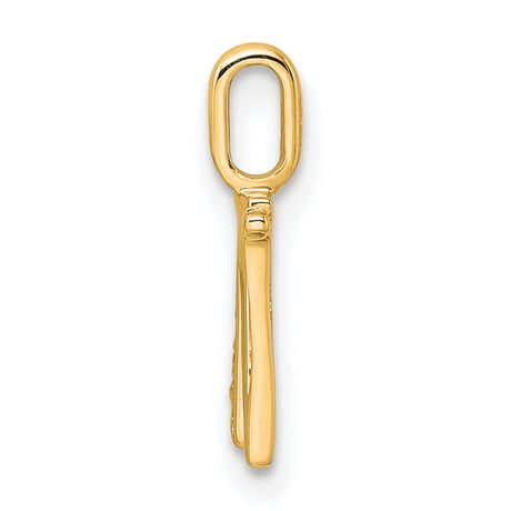 14k Yellow Gold Letter W Pendant with Pavé Diamond Accents, Polished Monogram Charm