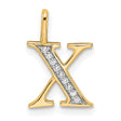 10k Yellow Gold Letter X Pendant with Diamond Accents, Polished Finish, Unisex Monogram Charm