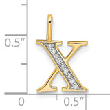 14k Yellow Gold Letter X Pendant with Cubic Zirconia, Initial Charm Jewelry for Women or Unisex