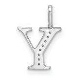 14k White Gold Capital Y Pendant with Pavé Diamond Accents, Block Letter Charm