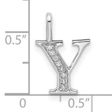 14k White Gold Capital Y Pendant with Pavé Diamond Accents, Block Letter Charm