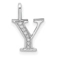 14k White Gold Capital Y Pendant with Pavé Diamond Accents, Block Letter Charm