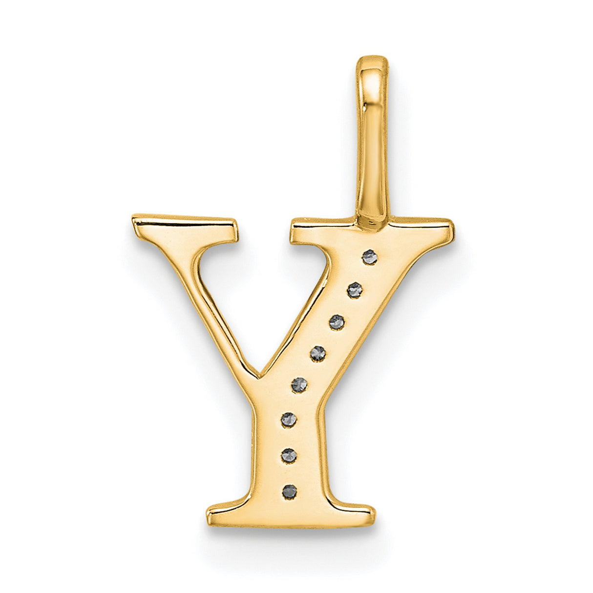 14k Yellow Gold Initial Pendant with Diamond Accents, Letter Y Alphabet Charm