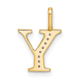 14k Yellow Gold Initial Pendant with Diamond Accents, Letter Y Alphabet Charm