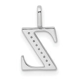 14k White Gold Letter Z Pendant with Diamond Accents, Modern Initial Charm for Women