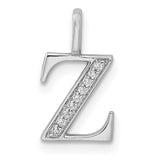 14k Yellow Gold Initial Z Pendant with Pavé Diamond Accents, High Polish Letter Charm