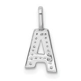 14k White Gold Letter A Pendant with Pavé Diamonds, Dainty Monogram Charm for Women