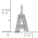 14k White Gold Letter A Pendant with Pavé Diamonds, Dainty Monogram Charm for Women