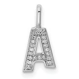14k White Gold Letter A Pendant with Pavé Diamonds, Dainty Monogram Charm for Women