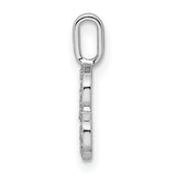 14k White Gold Letter B Pendant with Diamond Accents, Block Initial Charm for Women