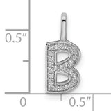 14k White Gold Letter B Pendant with Diamond Accents, Block Initial Charm for Women