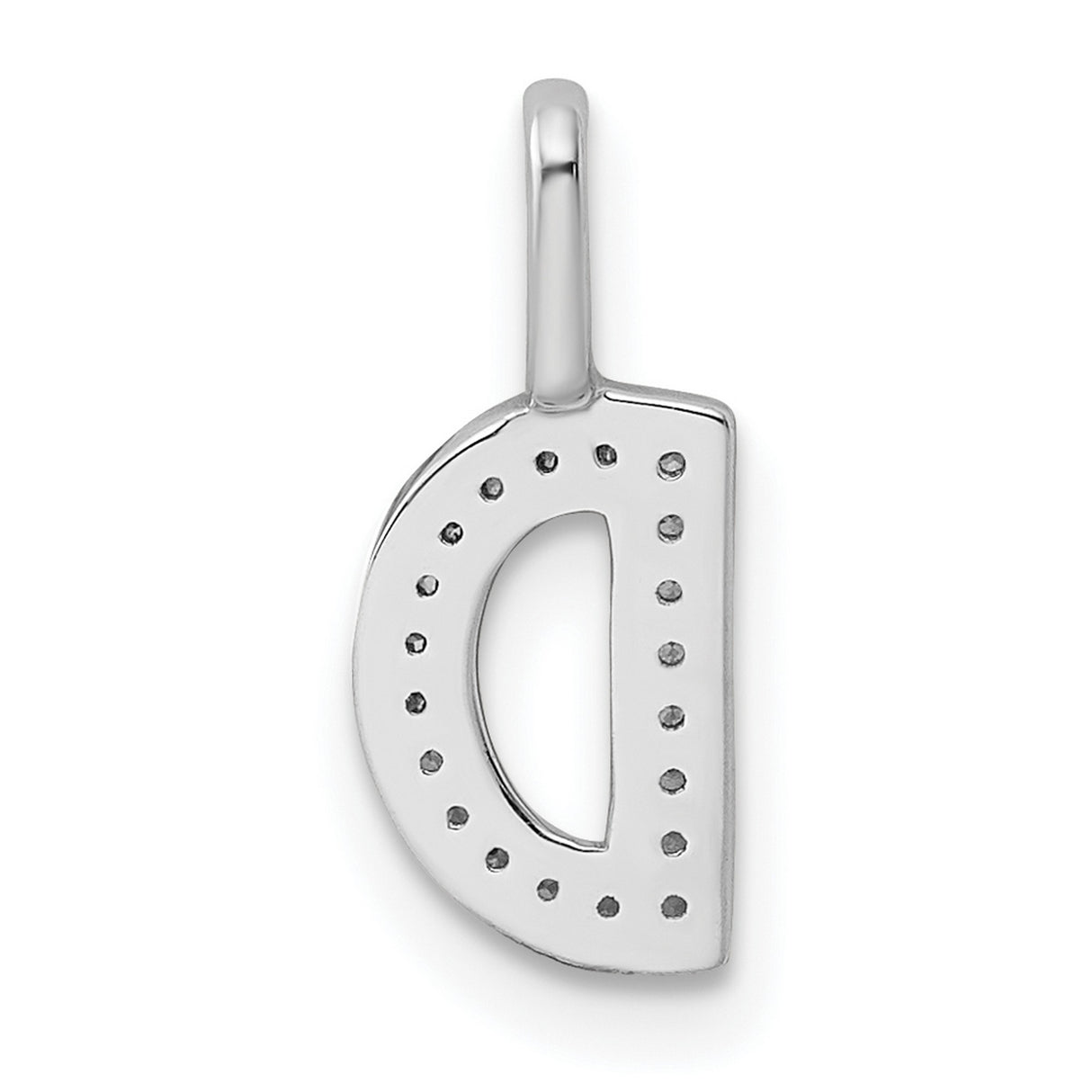 14k White Gold Letter D Pendant with Pavé Diamond Accents, Capital Initial Charm