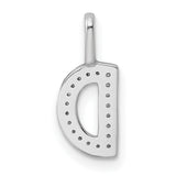 14k White Gold Letter D Pendant with Pavé Diamond Accents, Capital Initial Charm
