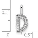 14k White Gold Letter D Pendant with Pavé Diamond Accents, Capital Initial Charm
