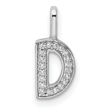14k White Gold Letter D Pendant with Pavé Diamond Accents, Capital Initial Charm