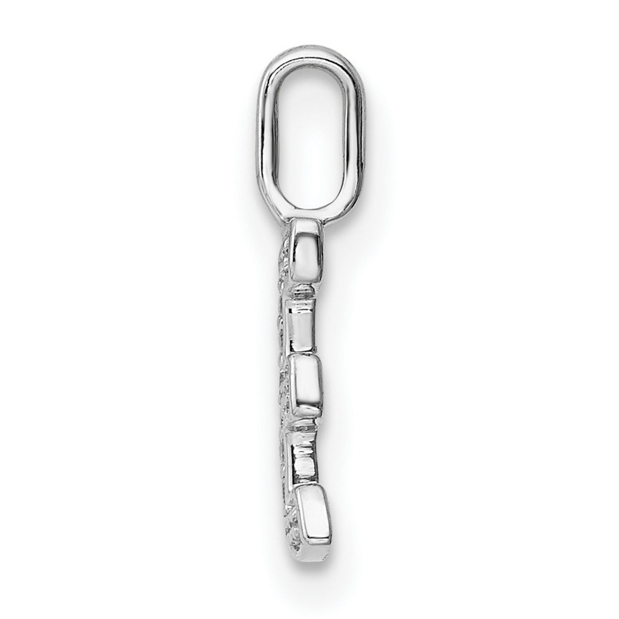 14k White Gold Diamond Initial Pendant, Letter E Alphabet Charm for Women