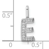 14k White Gold Diamond Initial Pendant, Letter E Alphabet Charm for Women