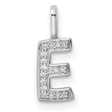 14k White Gold Diamond Initial Pendant, Letter E Alphabet Charm for Women