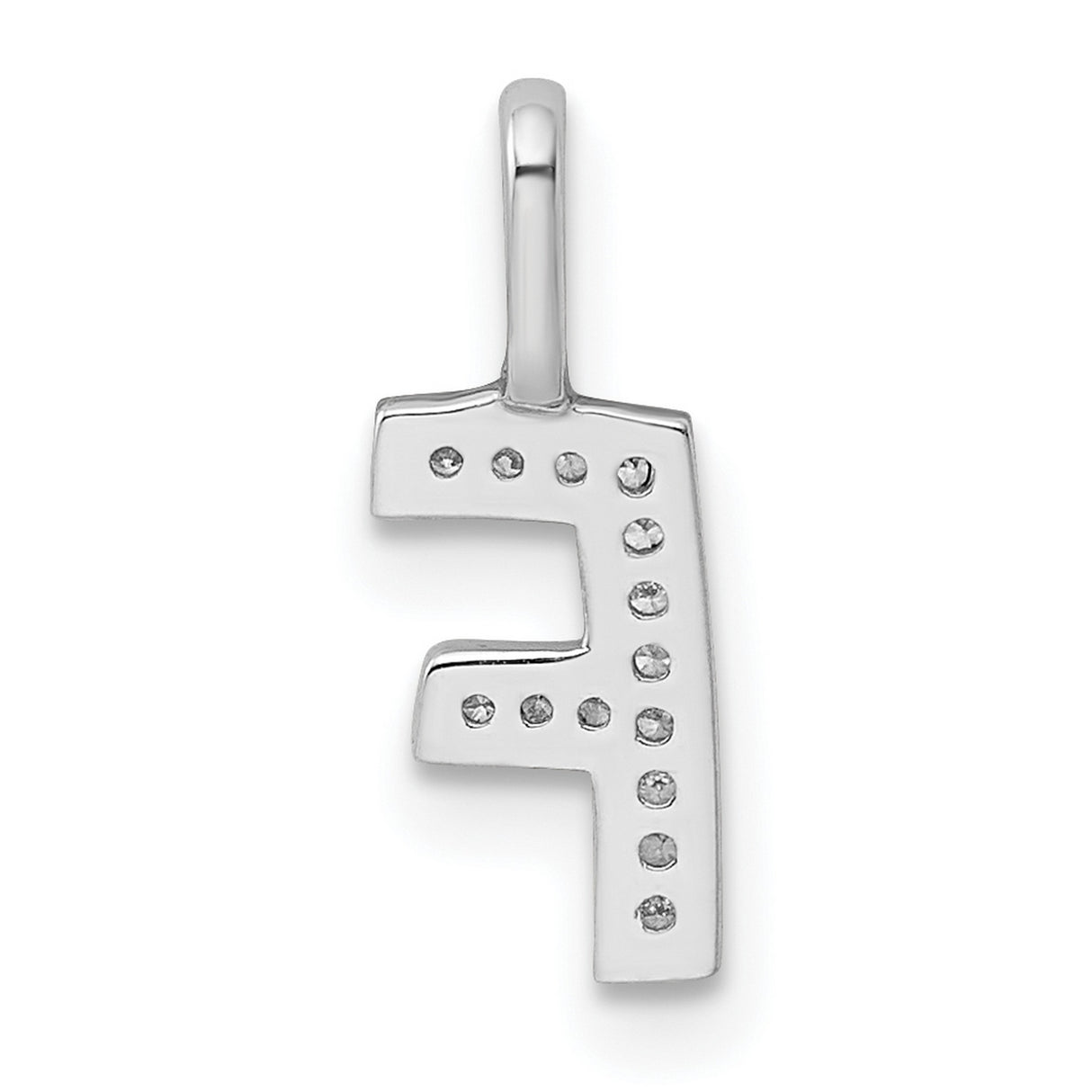Diamond Letter F Initial Charm Pendant in Real 14k White Gold