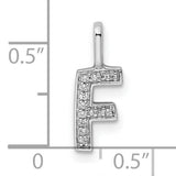 Diamond Letter F Initial Charm Pendant in Real 14k White Gold